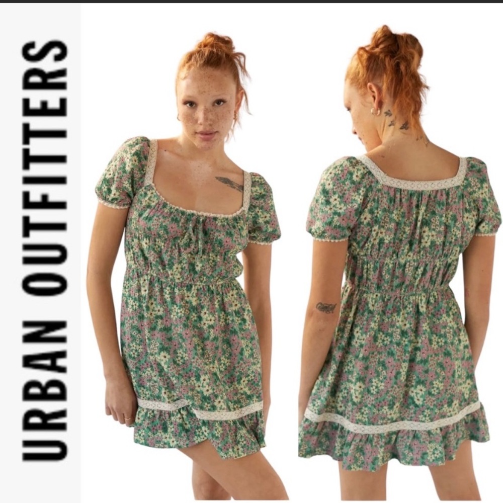 NWT Urban Outfitters Prairie Scoop Neck Floral Mini Dress small